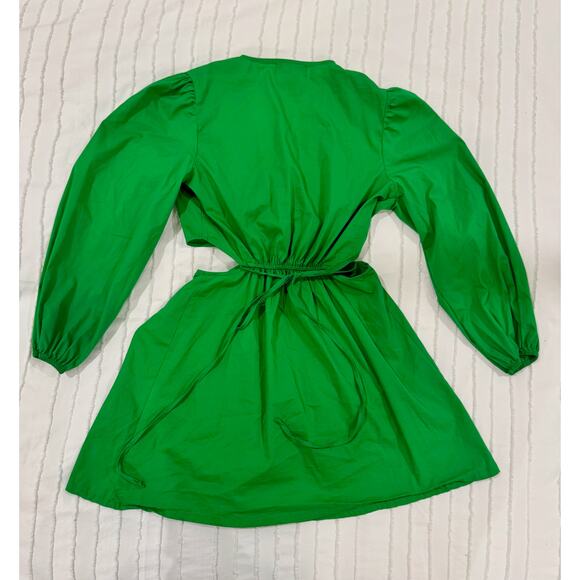 House of Harlow Cutout Mini Dress Women's XS Emerald Green Brat Summer Brights - Picture 11 of 13